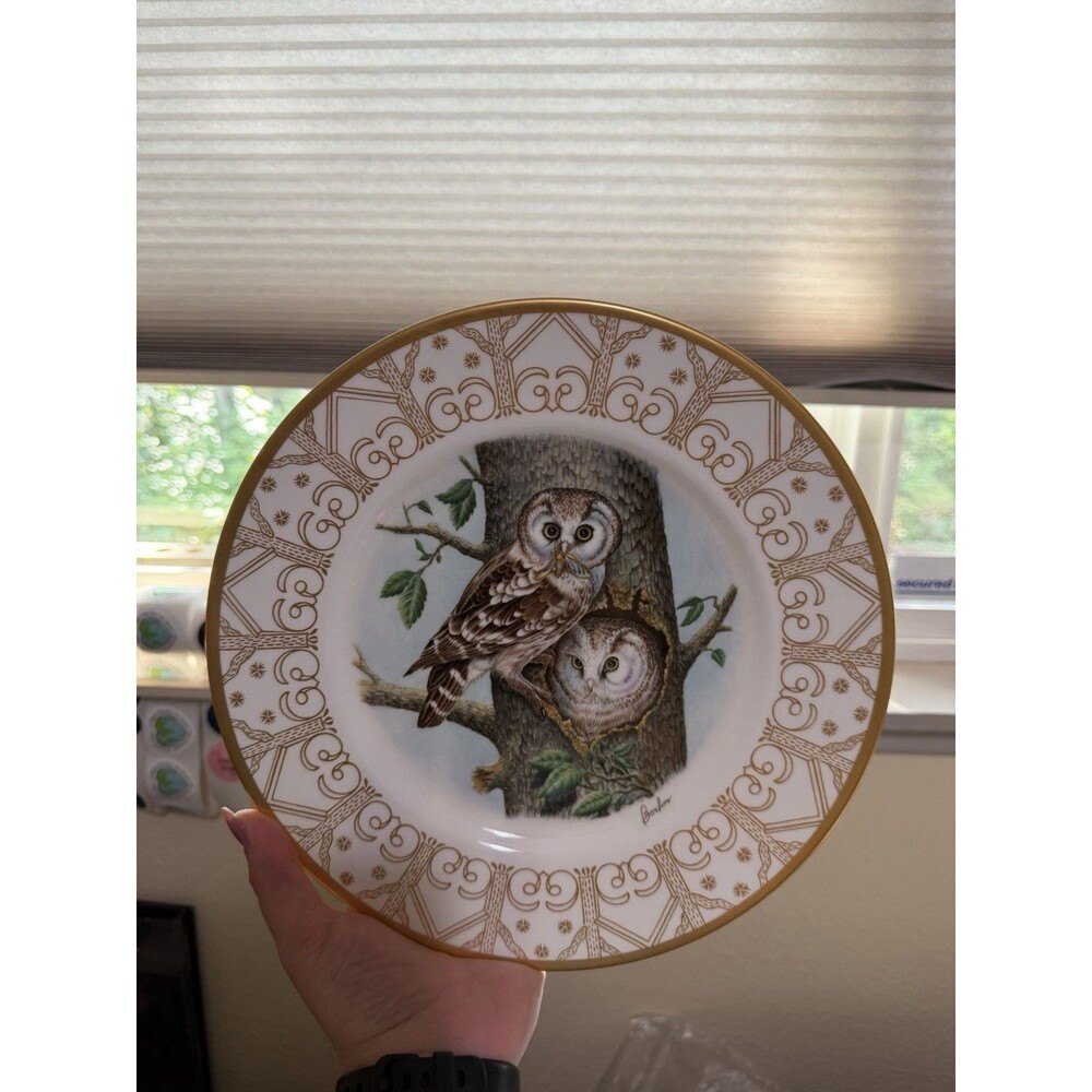 Edward Marshall Boehm Owl Collector Plate Original Box Boreal Owls Bone China